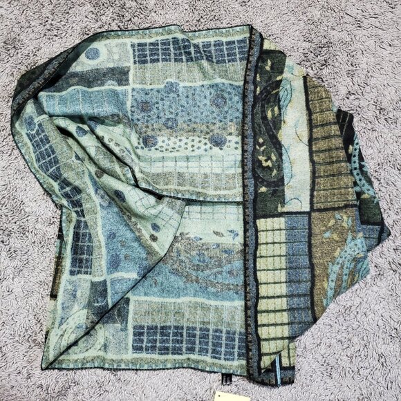 NWT Rapti 100% Cashmere Moss Green Paisley Floral Infinity Scarf - Picture 7 of 7